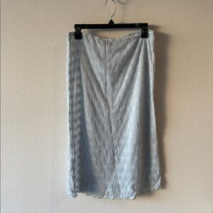 light blue mid length skirt